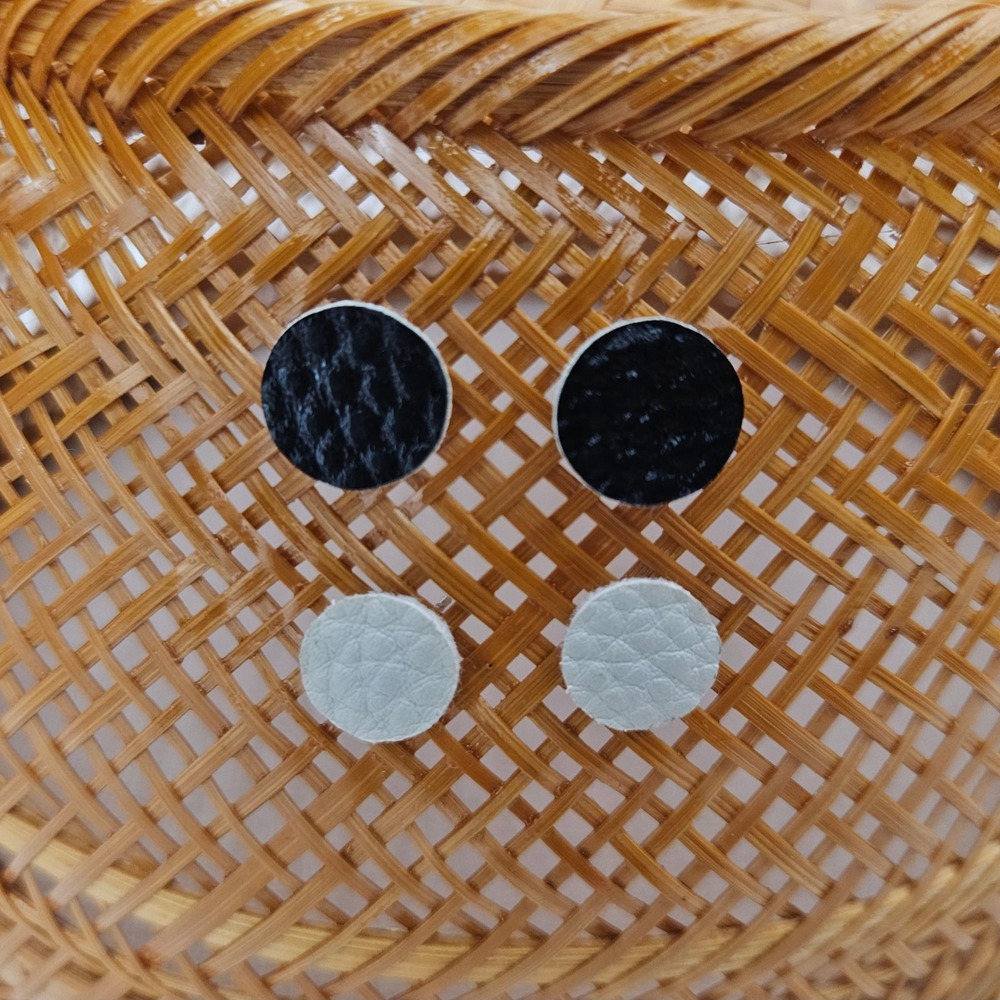 NEW Two (2) Pair Dot Earrings Post Back Black & Bone White